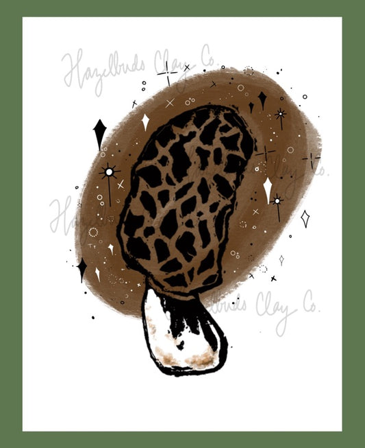 Morel Linocut Print